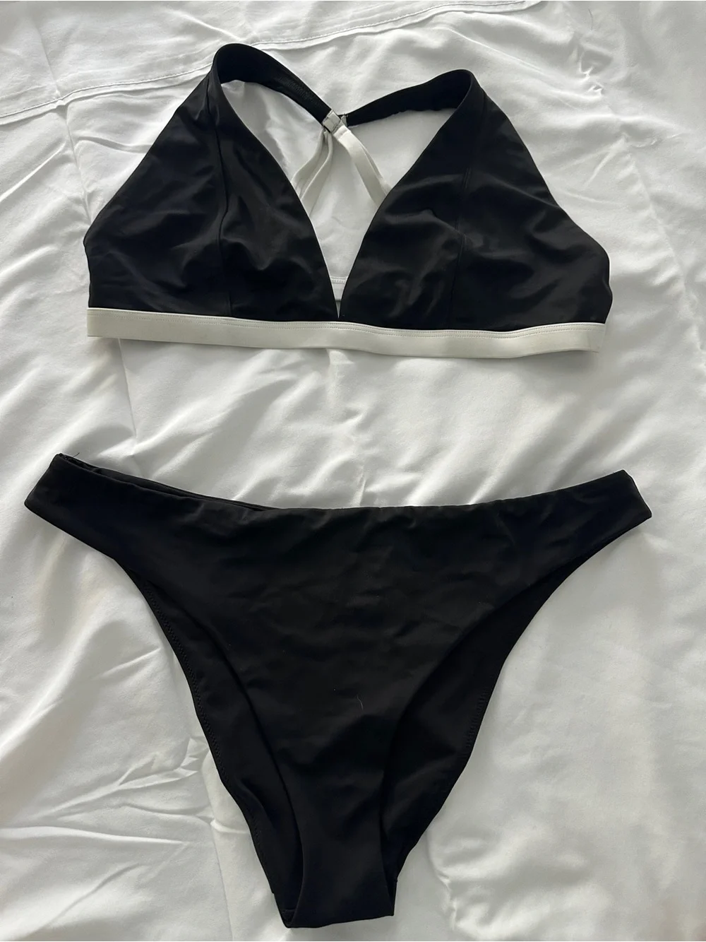 Fabletics Black Bikini Set with White Trim